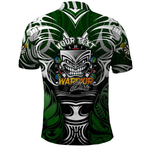 Personalised Warriors Maori Darts Polo Shirt New Zealand Darts Silver Fern
