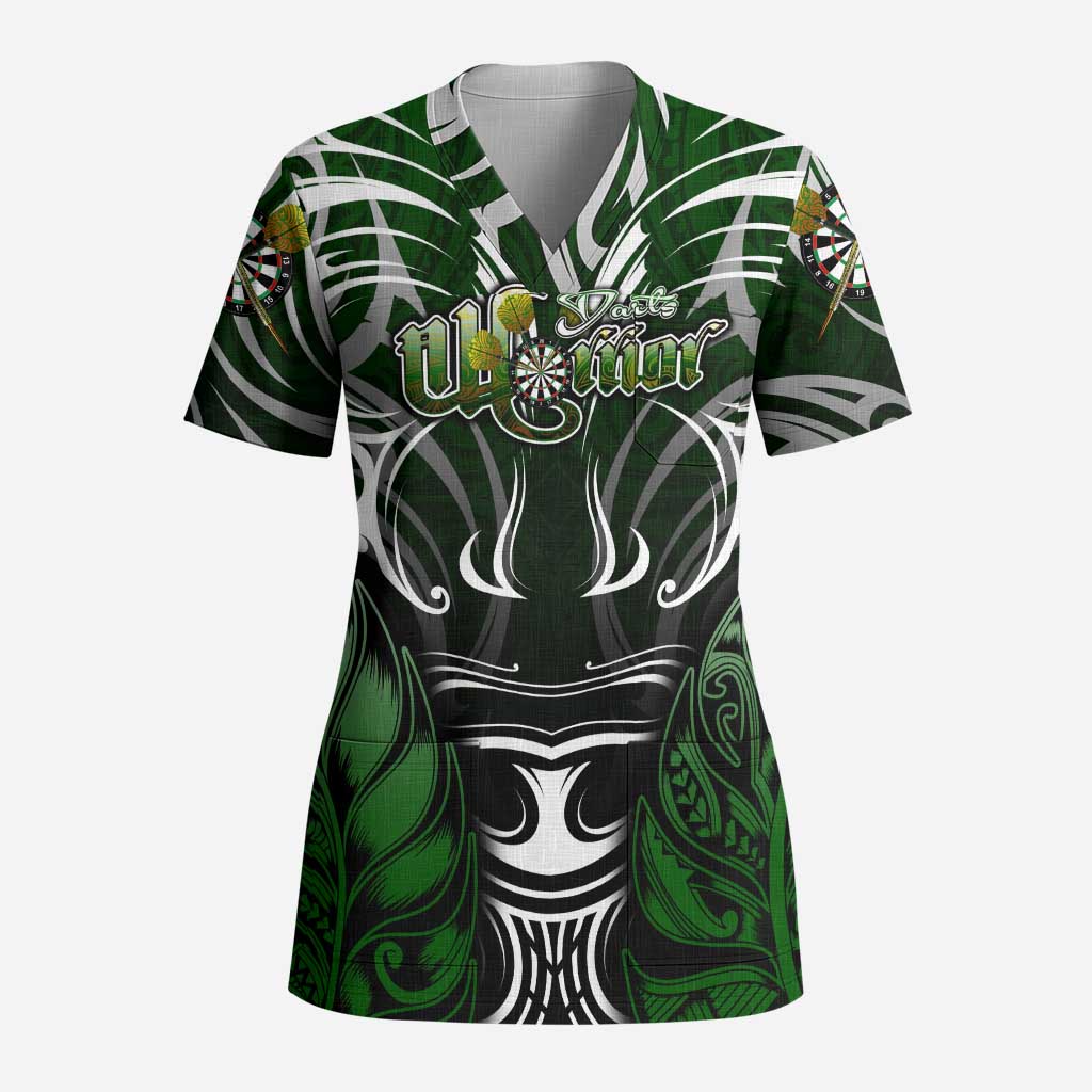 Personalised Warriors Maori Darts Scrub Top New Zealand Darts Silver Fern - Aussie Hoodie