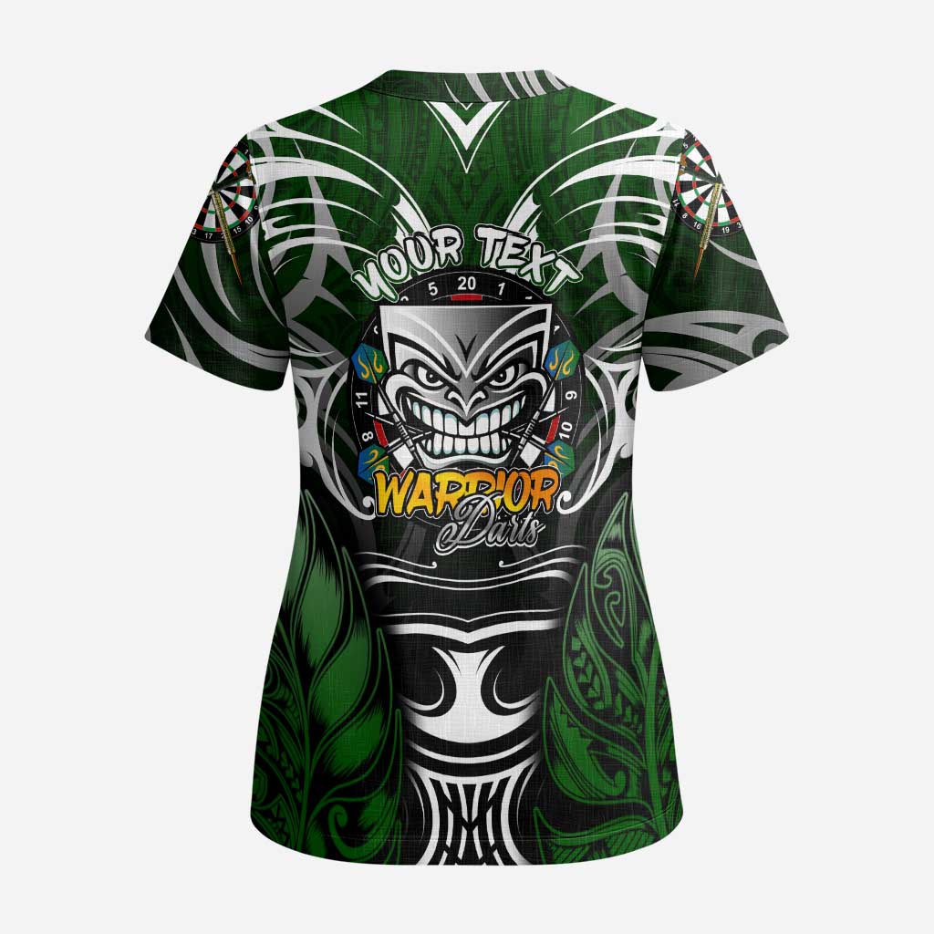 Personalised Warriors Maori Darts Scrub Top New Zealand Darts Silver Fern - Aussie Hoodie