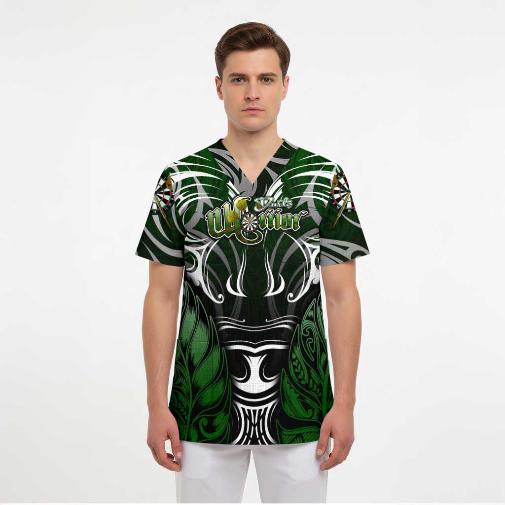 Personalised Warriors Maori Darts Scrub Top New Zealand Darts Silver Fern - Aussie Hoodie