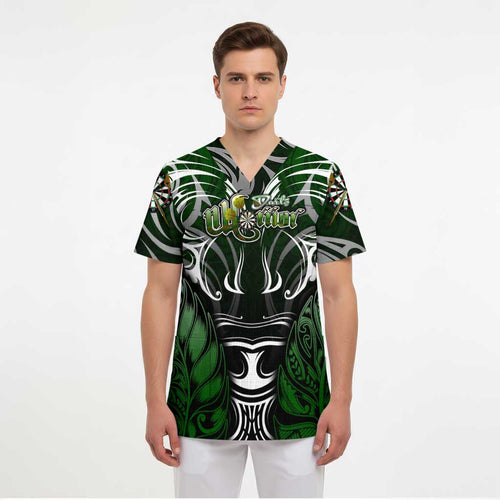Personalised Warriors Maori Darts Scrub Top New Zealand Darts Silver Fern - Aussie Hoodie
