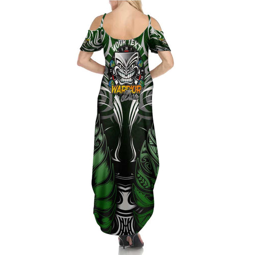 Personalised Warriors Maori Darts Summer Maxi Dress New Zealand Darts Silver Fern