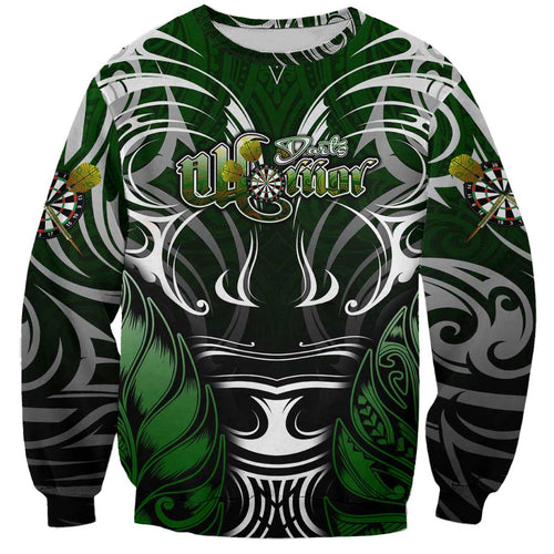 Personalised Warriors Maori Darts Sweatshirt New Zealand Darts Silver Fern