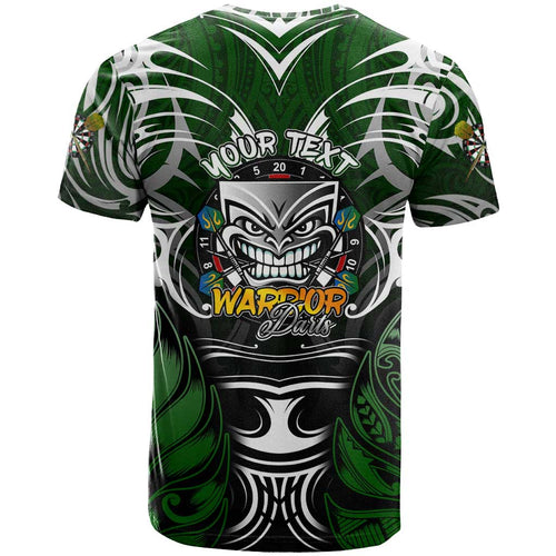 Personalised Warriors Maori Darts T Shirt New Zealand Darts Silver Fern