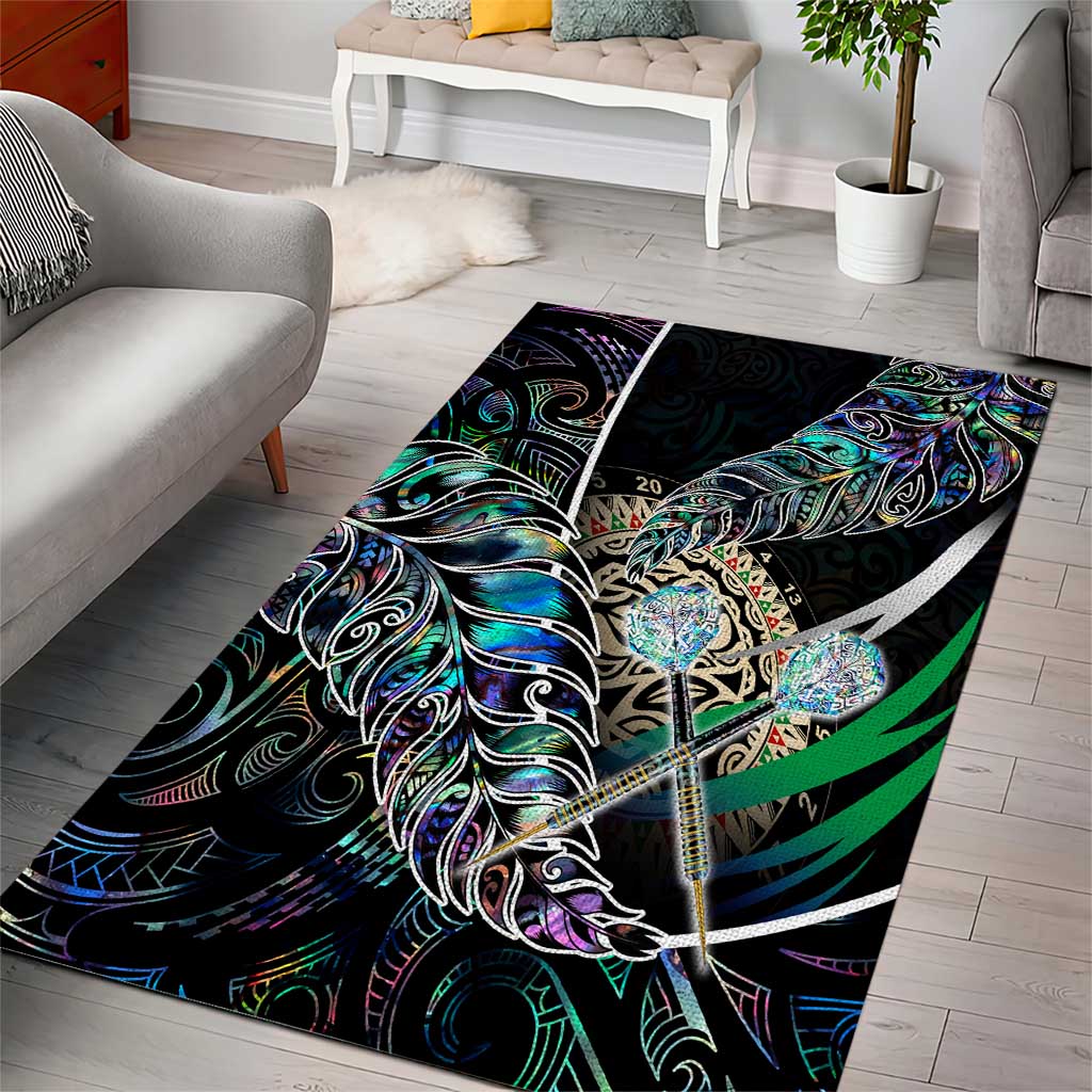 New Zealand Darts Area Rug NZ Paua Shell Maori Fern