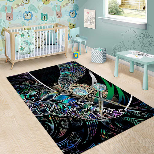 New Zealand Darts Area Rug NZ Paua Shell Maori Fern