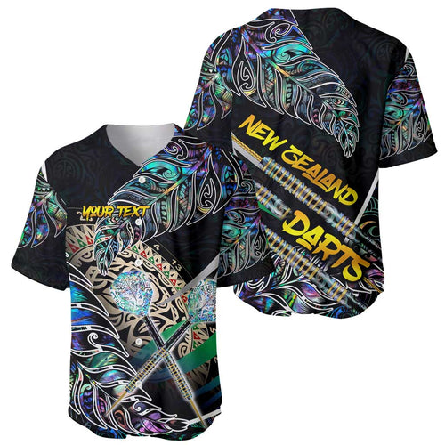 Personalised New Zealand Darts Baseball Jersey NZ Paua Shell Maori Fern