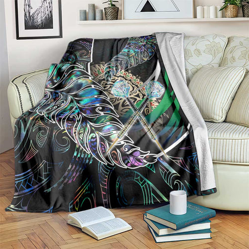 New Zealand Darts Blanket NZ Paua Shell Maori Fern