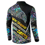 Personalised New Zealand Darts Button Sweatshirt NZ Paua Shell Maori Fern