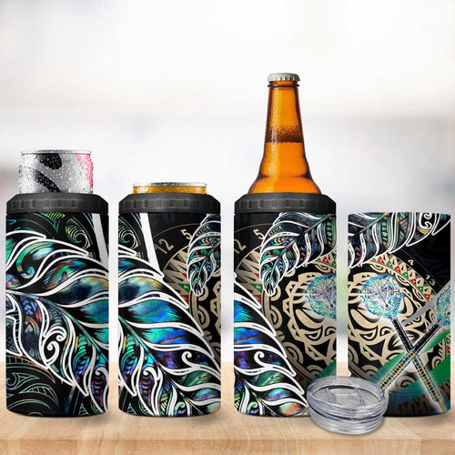 New Zealand Darts 4 in 1 Can Cooler Tumbler NZ Paua Shell Maori Fern