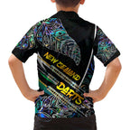 Personalised New Zealand Darts Family Matching Long Sleeve Bodycon Dress and Hawaiian Shirt NZ Paua Shell Maori Fern