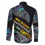Personalised New Zealand Darts Family Matching Long Sleeve Bodycon Dress and Hawaiian Shirt NZ Paua Shell Maori Fern