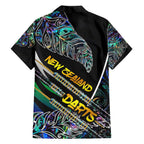 Personalised New Zealand Darts Family Matching Off The Shoulder Long Sleeve Dress and Hawaiian Shirt NZ Paua Shell Maori Fern