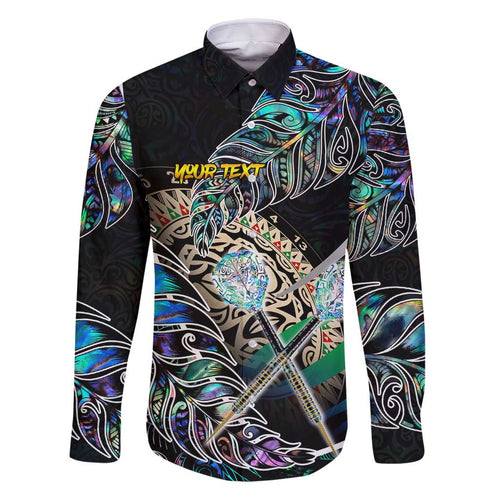Personalised New Zealand Darts Family Matching Off Shoulder Maxi Dress and Hawaiian Shirt NZ Paua Shell Maori Fern