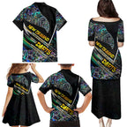 Personalised New Zealand Darts Family Matching Puletasi and Hawaiian Shirt NZ Paua Shell Maori Fern