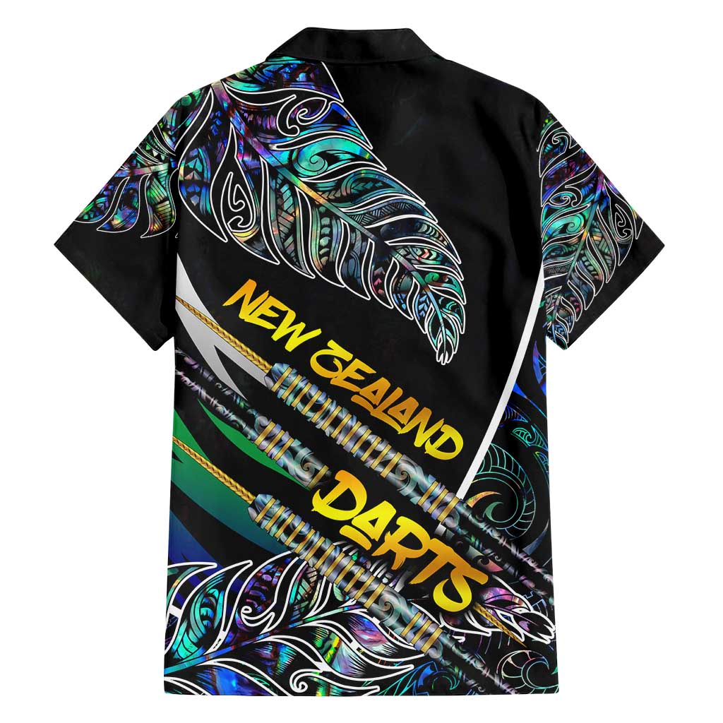Personalised New Zealand Darts Family Matching Puletasi and Hawaiian Shirt NZ Paua Shell Maori Fern
