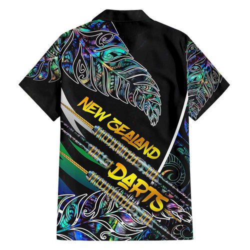 Personalised New Zealand Darts Family Matching Puletasi and Hawaiian Shirt NZ Paua Shell Maori Fern