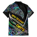Personalised New Zealand Darts Family Matching Short Sleeve Bodycon Dress and Hawaiian Shirt NZ Paua Shell Maori Fern