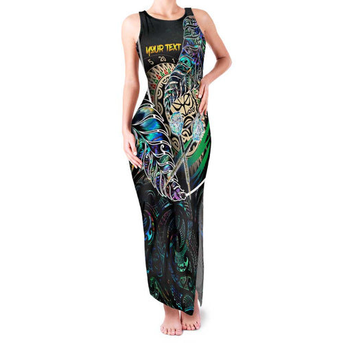 Personalised New Zealand Darts Family Matching Tank Maxi Dress and Hawaiian Shirt NZ Paua Shell Maori Fern