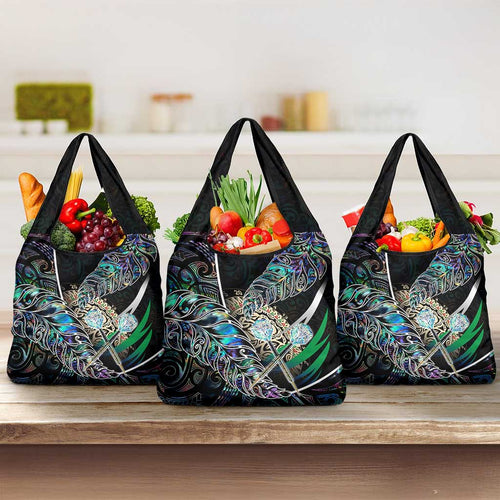 New Zealand Darts Grocery Bag NZ Paua Shell Maori Fern
