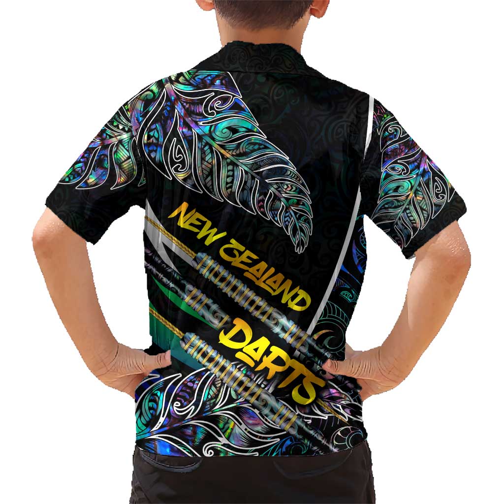 Personalised New Zealand Darts Hawaiian Shirt NZ Paua Shell Maori Fern