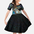 Personalised New Zealand Darts Kid Short Sleeve Dress NZ Paua Shell Maori Fern
