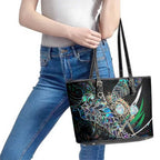 New Zealand Darts Leather Tote Bag NZ Paua Shell Maori Fern