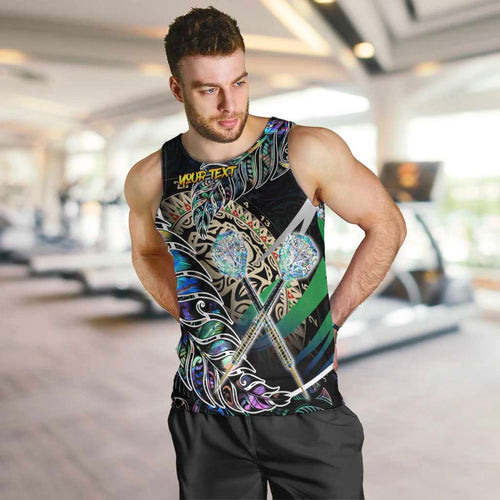 Personalised New Zealand Darts Men Tank Top NZ Paua Shell Maori Fern