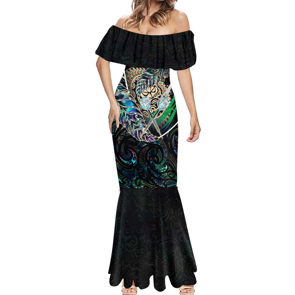 Personalised New Zealand Darts Mermaid Dress NZ Paua Shell Maori Fern