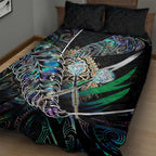 New Zealand Darts Quilt Bed Set NZ Paua Shell Maori Fern