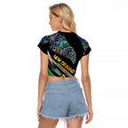 Personalised New Zealand Darts Raglan Cropped T Shirt NZ Paua Shell Maori Fern