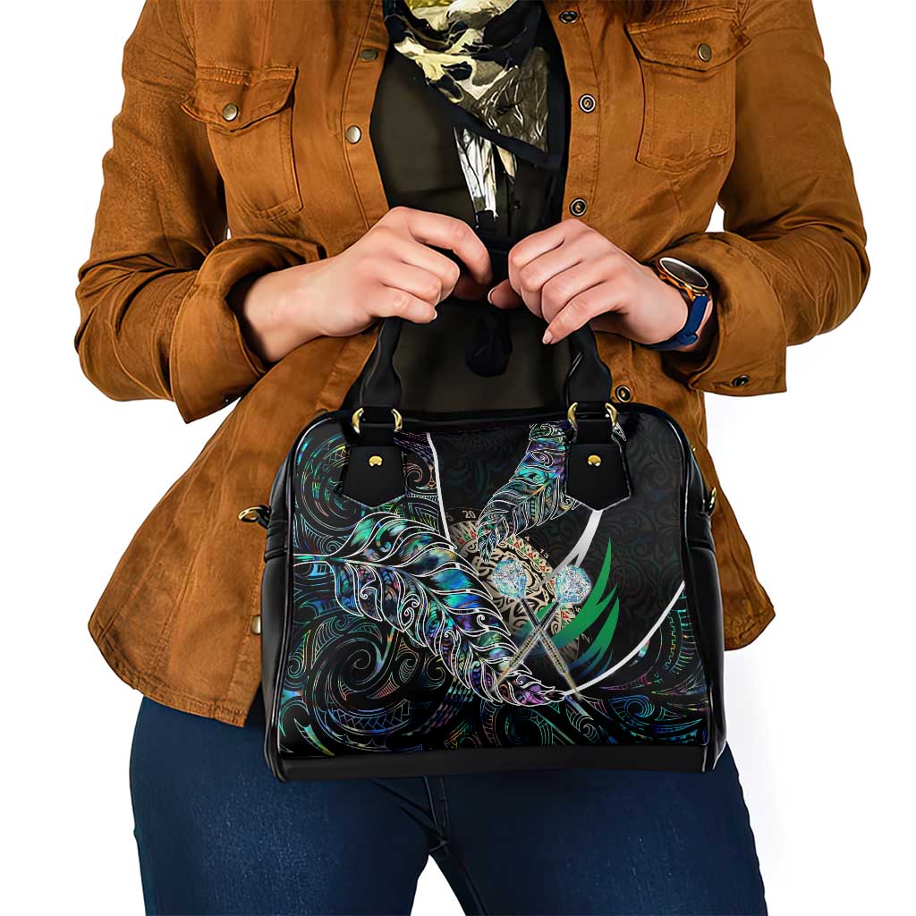 New Zealand Darts Shoulder Handbag NZ Paua Shell Maori Fern