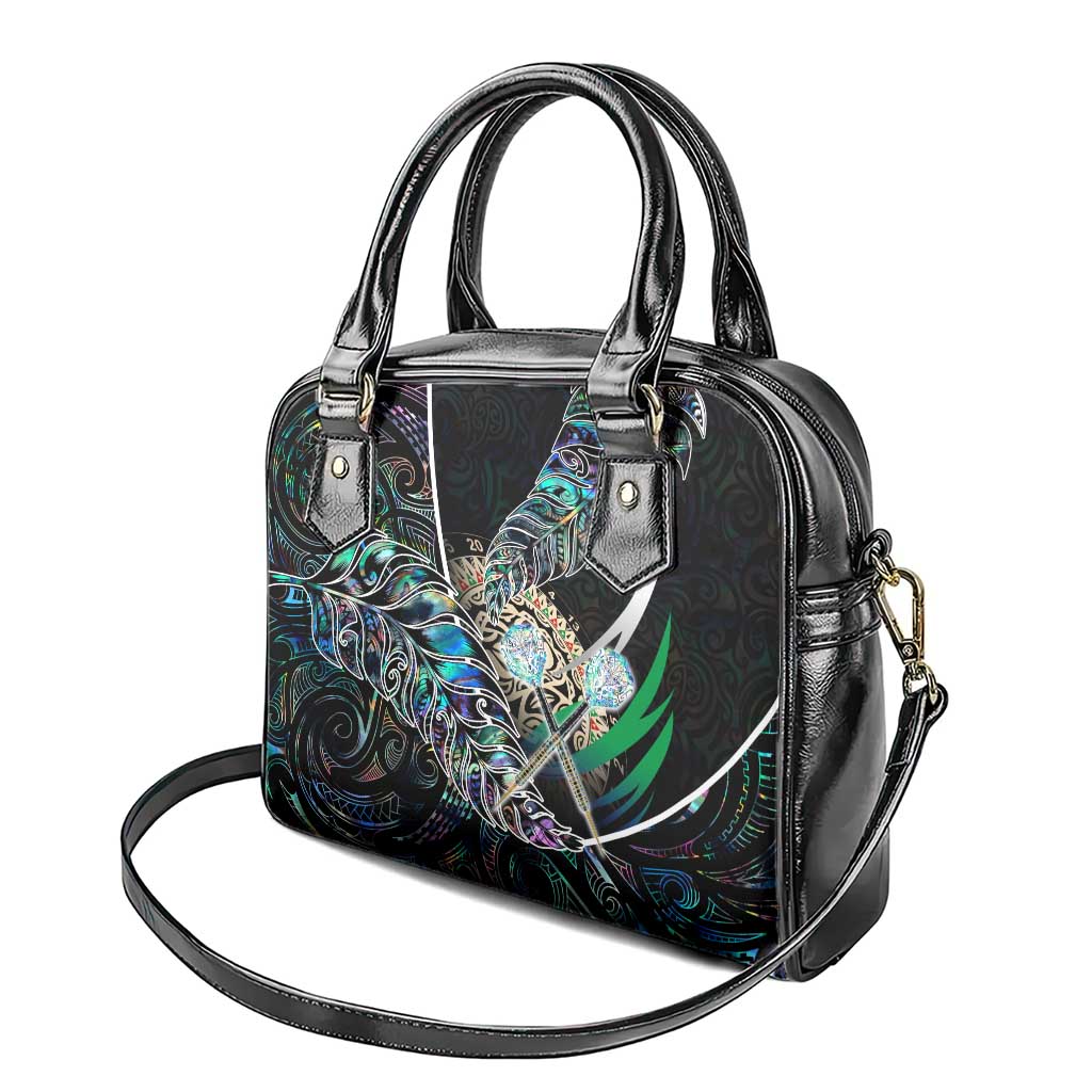 New Zealand Darts Shoulder Handbag NZ Paua Shell Maori Fern