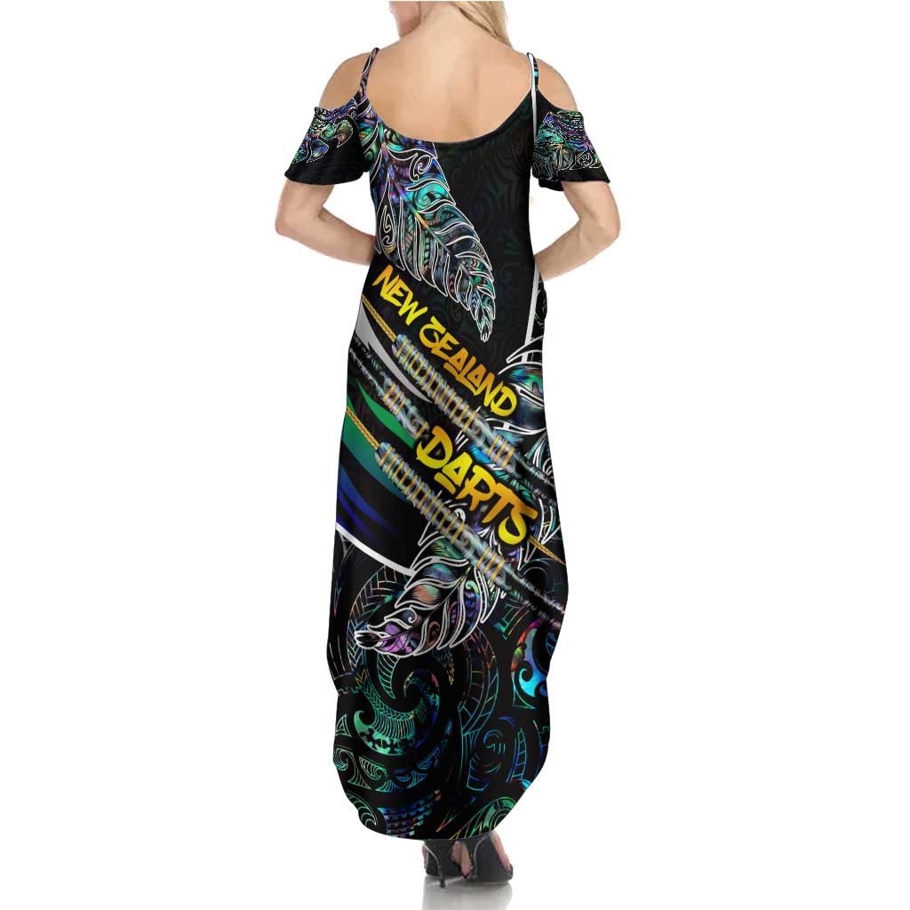 Personalised New Zealand Darts Summer Maxi Dress NZ Paua Shell Maori Fern