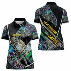 Personalised New Zealand Darts Women Polo Shirt NZ Paua Shell Maori Fern