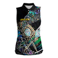 Personalised New Zealand Darts Women Sleeveless Polo Shirt NZ Paua Shell Maori Fern