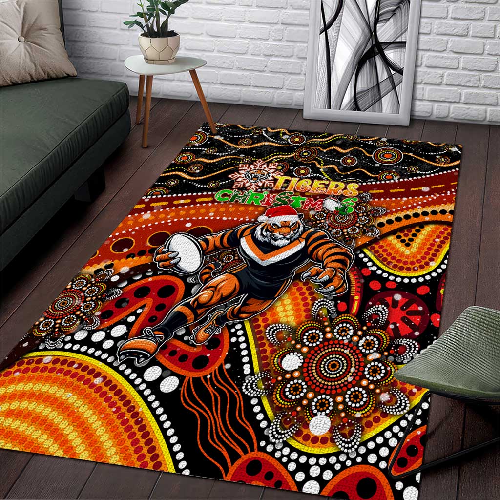 Merry Christmas Wests Tigers Area Rug Aboriginal Santa Rugby Mascot - The Tigers