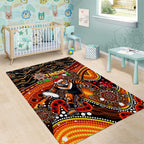 Merry Christmas Wests Tigers Area Rug Aboriginal Santa Rugby Mascot - The Tigers