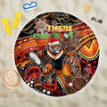 Merry Christmas Wests Tigers Beach Blanket Aboriginal Santa Rugby Mascot - The Tigers