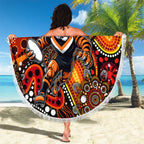 Merry Christmas Wests Tigers Beach Blanket Aboriginal Santa Rugby Mascot - The Tigers