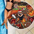 Merry Christmas Wests Tigers Beach Blanket Aboriginal Santa Rugby Mascot - The Tigers