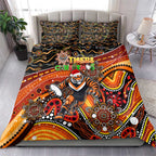 Merry Christmas Wests Tigers Bedding Set Aboriginal Santa Rugby Mascot - The Tigers
