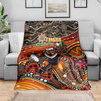 Merry Christmas Wests Tigers Blanket Aboriginal Santa Rugby Mascot - The Tigers