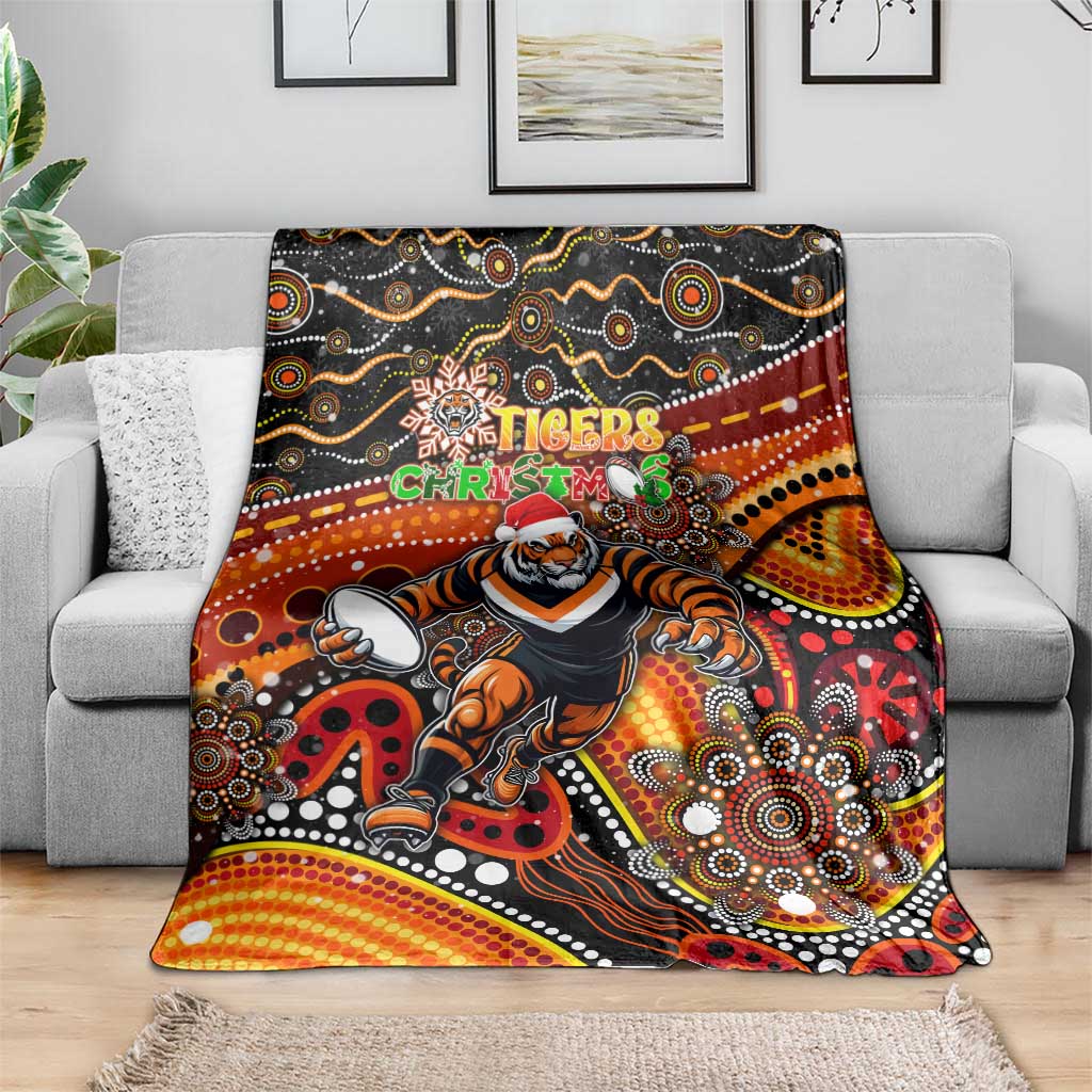 Merry Christmas Wests Tigers Blanket Aboriginal Santa Rugby Mascot - The Tigers