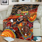 Merry Christmas Wests Tigers Blanket Aboriginal Santa Rugby Mascot - The Tigers