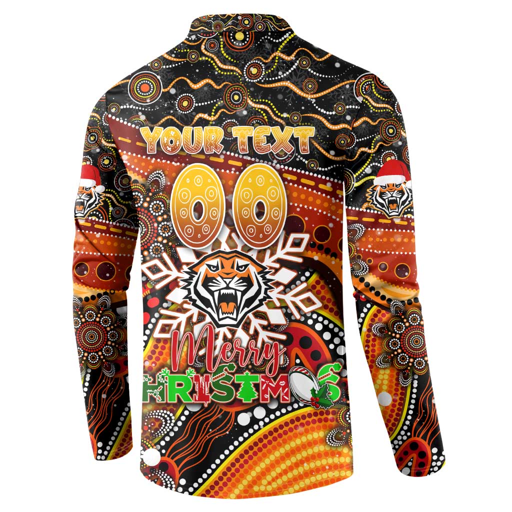 Merry Christmas Wests Tigers Button Sweatshirt Aboriginal Santa Rugby Mascot - The Tigers