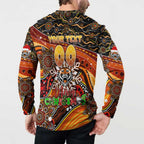 Merry Christmas Wests Tigers Button Sweatshirt Aboriginal Santa Rugby Mascot - The Tigers