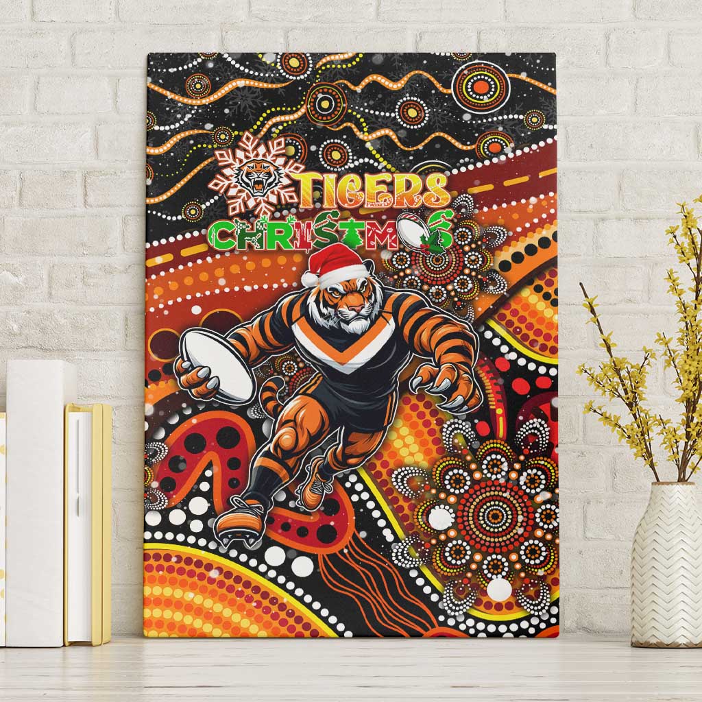 Merry Christmas Wests Tigers Canvas Wall Art Aboriginal Santa Rugby Mascot - The Tigers