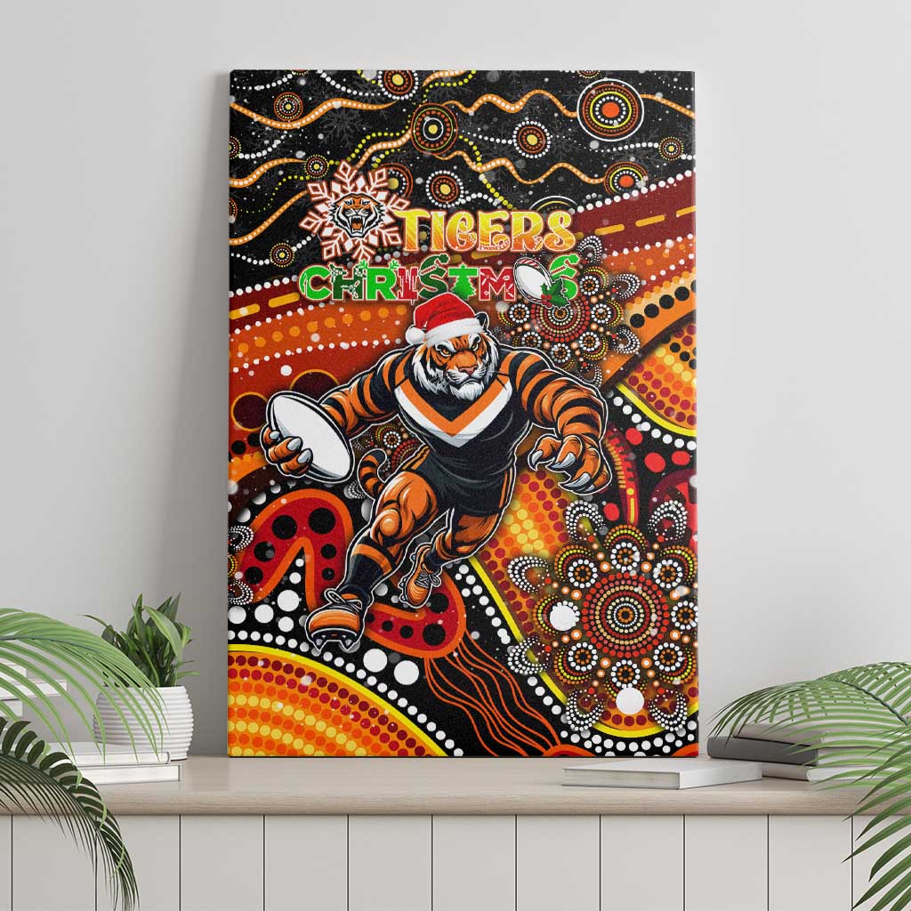 Merry Christmas Wests Tigers Canvas Wall Art Aboriginal Santa Rugby Mascot - The Tigers