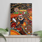 Merry Christmas Wests Tigers Canvas Wall Art Aboriginal Santa Rugby Mascot - The Tigers